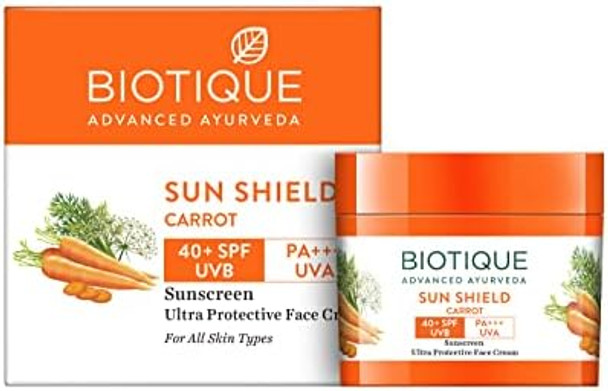Biotique Carrot Face And Body Sun Cream Spf 40 Uva/Uvb Sunscreen By Biotique