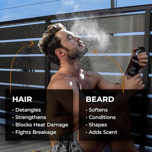 Blackwood For Men Hair & Beard Hydrator Spray (4Oz) + Active Man Daily Conditioner (17Oz) Bundle - Vegan & Natural Leave-In Conditioner - Sulfate  Paraben  & Cruelty