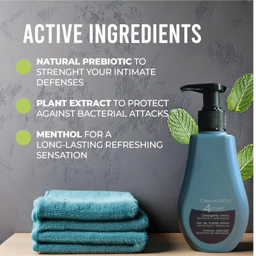 Dermoxen Intimate Wash For Men  Ph Balanced Hygiene  Antibacterial Genital Wash With Menthol  Fights Groin Odor  Men'S Intimate Gel For Daily Use  Male Hygiene Product  4.23 Fl Oz