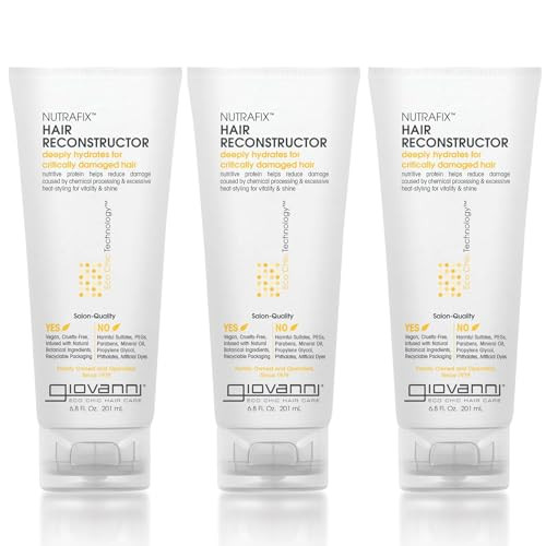 Giovanni Nutrafix Hair Reconstructor - Moisturizing Repair For Damaged Hair Infused With Natural Botanical Ingredients Encourages Thickness & Volume Color Safe Salon Quality - 6.8 Oz (3 Pack)