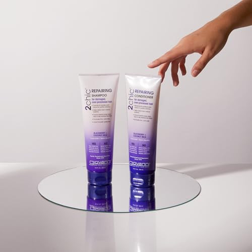 Giovanni 2Chic Ultra-Repairing Shampoo - For Damaged Over-Processed Hair Helps Restore Hair'S Natural Elasticity Blackberry & Coconut Oil Argan Shea Butter Color Safe - 8.5 Oz