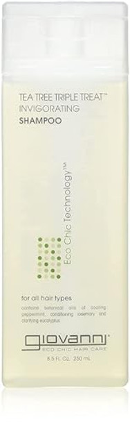 Giovanni Tea Tree Triple Treat Invigorating Shampoo - Cooling Peppermint Eucalyptus & Rosemary Helps Strengthen & Rejuvenate Hair & Scalp Salon Quality Paraben  - 8.5 Oz (1 Pack)