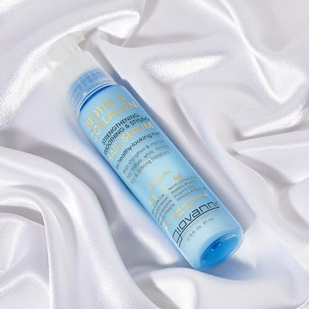 Giovanni Biotin & Collagen Hair Serum - Hair Strengthening Smoothing & Styling Vegan Cruelty- Infused With Natural Botanical Ingredients Salon-Quality For Healthy-Looking Hair - 2.75 Oz