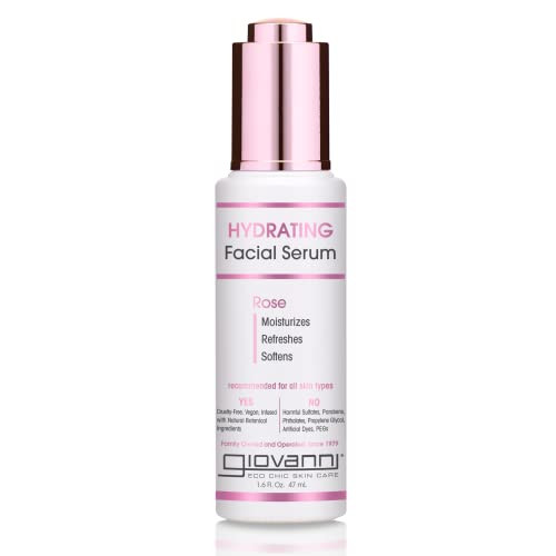 Giovanni Hydrating Facial Serum - Rose Serum Moisturizes Refreshes Hydrating Serum Infused With The Natural Touch Of Rose Softens Face - Hydrating Rose Facial Serum 1.6 Fl Oz (1 Pack)