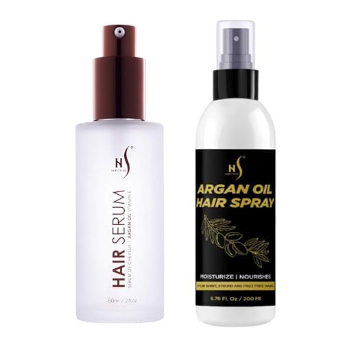 Herstyler Hair Repair Serum And Spray - For Frizz Styling And Shine - Pack Of 2 (Argan Oil Hair Serum And Hair Spray)