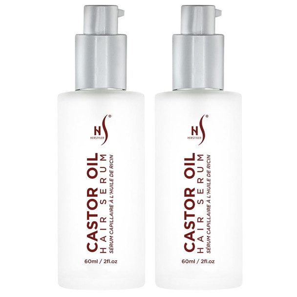 Herstyler Castor Oil Hair Serum For Hair Growth - Hair Shine Serum With Vitamin E - Hair Growth Serum - Hair Serum Heat Protectant - Vitamin E For Silky Hair - 2 Fl Oz (1 Pack) (2 Pack)