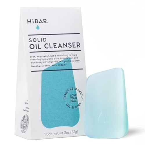 Hibar Solid Cleansing Oil Bar – Natural Makeup Remover – Melts Makeup Sunscreen Dirt Oil – Eco-Friendly Vegan Paraben- Travel-Friendly 1.7Oz Solid Cleansing Bar
