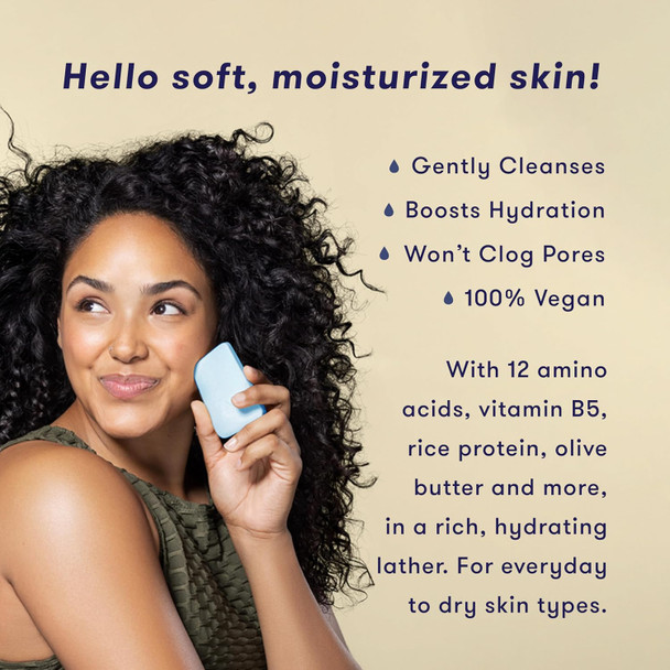 Hibar - Hydrate Face Wash Bar - Solid Face Wash - Hydrating & Moisturizing - With 12 Unique Amino Acids - Safe For Daily Use & Sensitive Skin - Plastic Paraben & Soap- - Vegan - 1 Bar