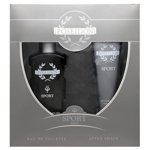 Instituto Espanol Poseidon Sport  Set For Men Fresh And Dynamic Fragrance Eau De Toilette 3.4 Fl Oz (100 Ml) And After Shave 3.4 Fl Oz (100 Ml)