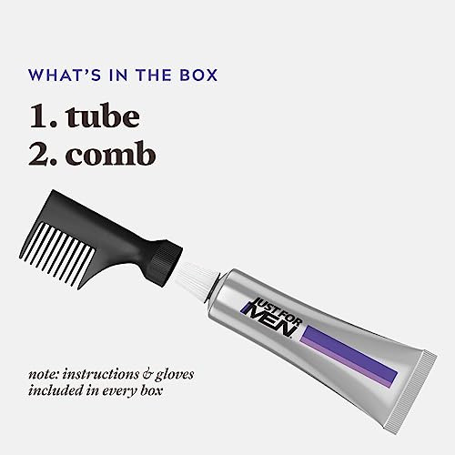 Just For Men Touch Of Gray Mens Hair Color Kit With Comb Applicator & Easy Comb-In Color Mens Hair Dye Easy No Mix Application With Comb Applicator - Real Black A-55 Pack Of 1