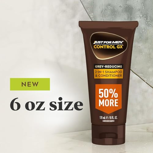 Just For Men Control Gx Grey Reducing 2-In-1 Shampoo And Conditioner Gradual Hair Color With Keratin For Stronger Thicker And Healthier Looking Hair 6 Fl Oz - Pack Of 1