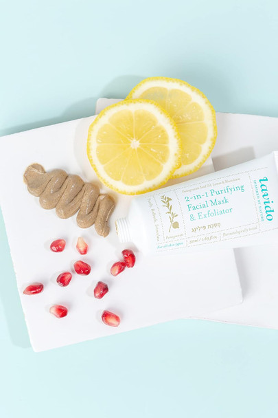 Lavido - Natural 2-In-1 Purifying Facial Mask + Exfoliator  Purify Refresh + Stimulate Youthful Skin (1.69 Fl Oz  50 Ml)