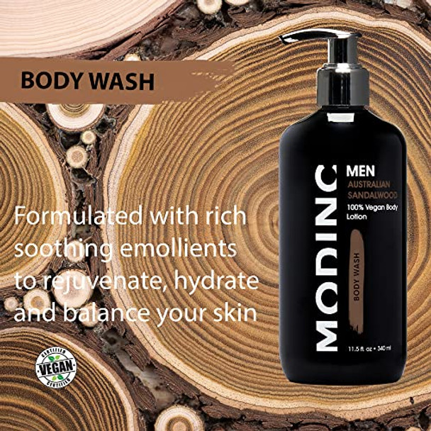 Modinc Luxury Australian Sandalwood Body Wash Hydration Blend Vegan Cruelty  Pump 11.5 Ounces