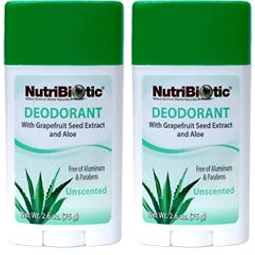 Nutribiotic Unscented Deodorant (Pack Of 2) With Witch Hazel Extract Grapefruit Seed Extract And Aloe Vera Gel Vegan Aluminum And Paraben  2.6 Oz.