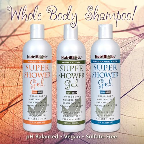 Nutribiotic – Fragrance- Super Shower Gel 12 Oz Twin Pack  Whole-Body Moisturizing Shampoo With Gse & Botanical Extracts  Ph Balanced &  Of Gluten Parabens Sulfates Dyes & Colorings