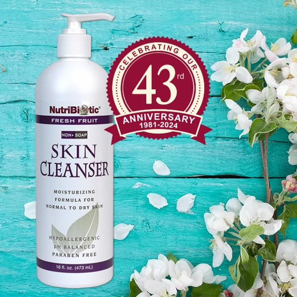 Nutribiotic - Fresh Fruit Nonsoap Skin Cleanser 16 Oz Twin Pack With Gse (Citricidal)  Ph Balanced Hypoallergenic & Biodegradable   Of Parabens Sulfates Sls Sles Dyes Colorings & Gluten