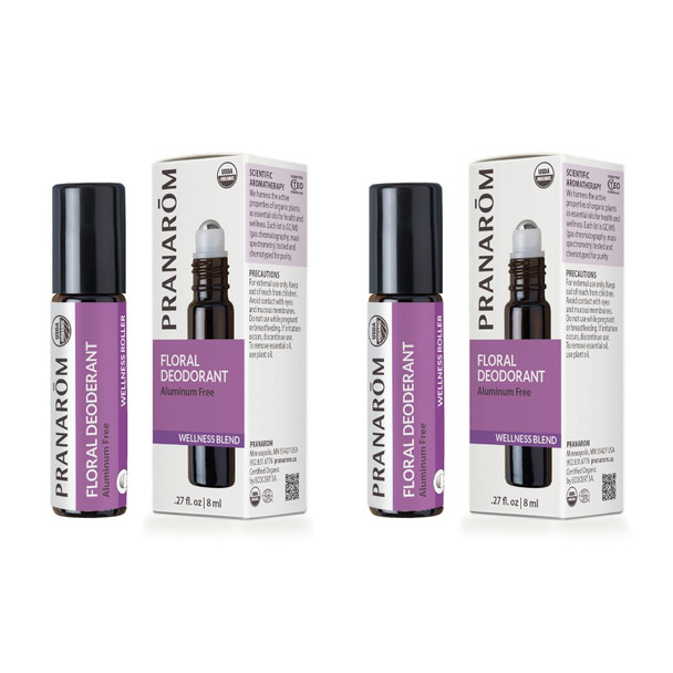 Pranarom - 2 Pack - Herbal Deodorant Roller 8Ml Each- Organic Neutralizing Odor All Natural Solution (2 Pack Herbal)