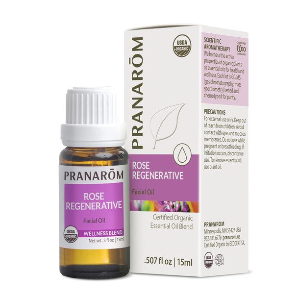 Pranarom - Rose Regenerative Facial Essential Oil Blend (5Ml) - Lavender Rosehip Seed Frankincense And Lemon - 100% Pure Essential Oil For Skincare  Usda And Ecocert  Organic