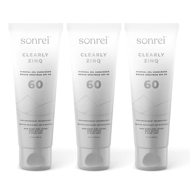 Sonrei Clearly Zinq Mineral Face And Body Zinc Athleisure Sunscreen Gel Spf 60 (3.40 Fl Oz (Pack Of 1))