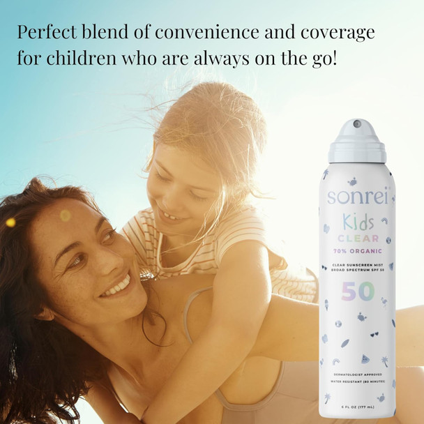 Sonrei Kids Clear Sunscreen Mist Spf 50  Broad Spectrum Water-Resistant  Vegan Eco-Friendly 6 Fl Oz (Pack Of 1)