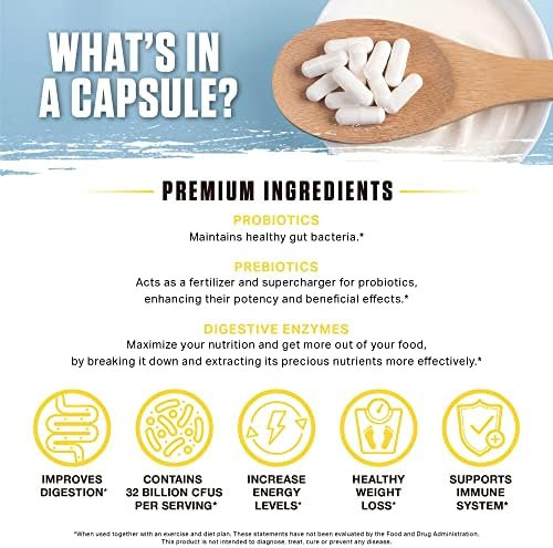 Ambrosia Flora Digestive Enzymes With Probiotics And Prebiotics Plant Based Gut Health Supplement 32 Billion Cfu Vegan Probiotic For Digestive Health (30 Servings)