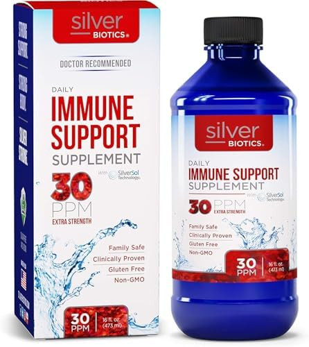 American Biotech Labs Silver Biotics 30 Ppm Extra Strength Daily Immune Support Supplement With Patented Multivalent Silversol Technology  The Perfect Daily Defense Boost For Your Immune System  16 Fl Oz