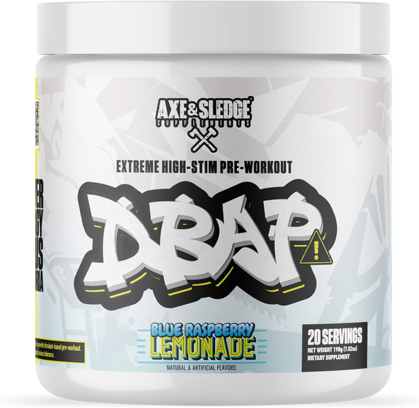 Axe & Sledge Dbap Extreme High Stim Pre-Workout Powder  400Mg Caffeine  Beta Alanine Betaine Anhydrous Electrolytes & Focus  High Stimulant Pre Workout Supplement  20 Servingssour Skyburst