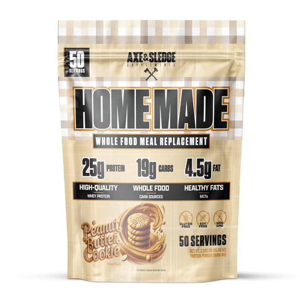 Axe & Sledge Supplements Home Made Whole-Foods-Based Meal Replacement Powder With Digestive Enzymes Protein Carbohydrates And Fats 25 Servings (Peanut Butter Cookie)