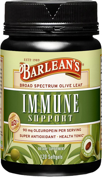 Barlean'S Olive Leaf Complex Supplements Immune Support Softgels 95Mg Oleuropein Antioxidants Heart Health And Immunity Supplement Pills 120 Count