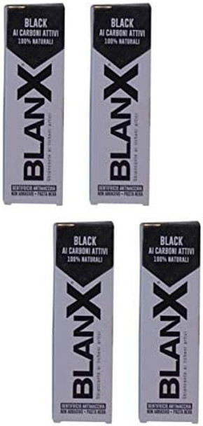 Blanx: "Black" Whitening Black Toothpaste - 2.54 Fluid Ounces (75Ml) Tube (Pack Of 4) [ Italian Import ]