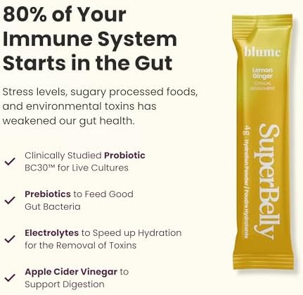 Blume Superbelly Variety Pack Gut Health Hydration Packets Sugar- With Prebiotics Probiotics Apple Cider Vinegar And Electrolytes Strawberry Lemon And Acai 45 Sticks