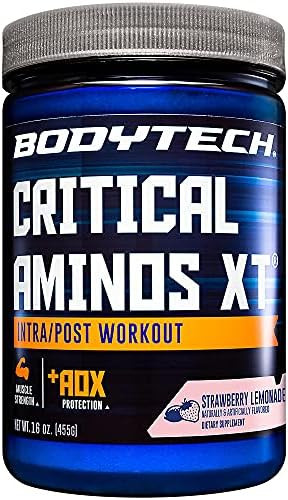 Bodytech Critical Aminos Xt Intra/Post Workout Powder - Supports Muscle Recovery Endurance And Performance For Optimal Results - Refreshing Strawberry Lemonade Flavor (16 Oz / 45 Servings)