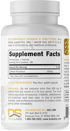 Bucked Up Caffeine 200Mg Per Serving Essentials (180 Servings 180 Capsules)