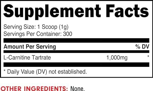 Bucked Up L-Carnitine Tartrate 1000Mg Powder Essentials (300 Servings)