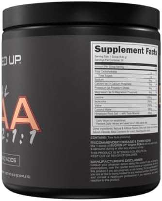 Bucked Up Original Bcaa 2:1:1 Branched Chain Essential Amino Acids - Supplement Powder -  100% Pure 2:1:1 Instantized Formula  Pre/Post Workout  30 Servings  (Peach Ring Flavor)