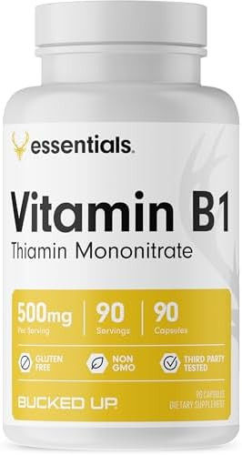 Bucked Up Vitamin B1 500Mg Capsules Essentials (90 Servings)