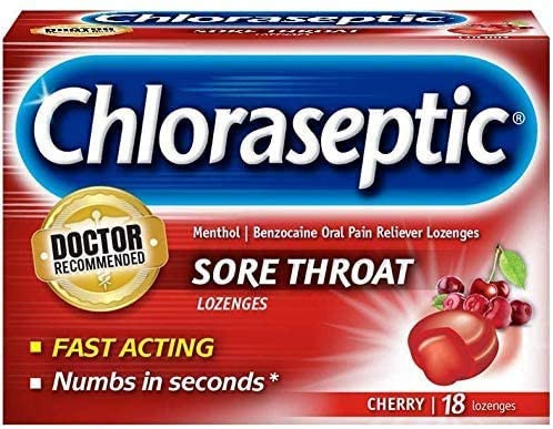 Chloraseptic Sore Throat Lozenges Cherry Flavor 18 Count