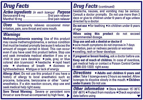 Chloraseptic Sore Throat Lozenges Cherry 18 Count 6 Pack