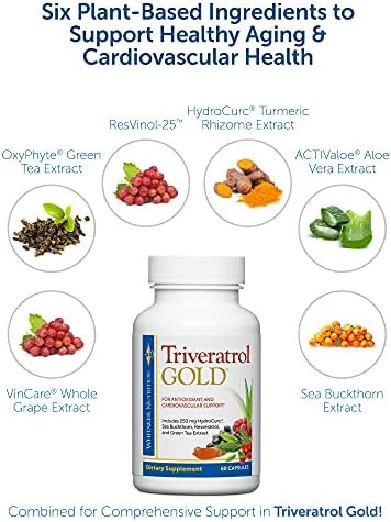 Dr. Whitaker'S Triveratrol Gold – Healthy Aging Supplement With Resveratrol & Extracts Of Aloe Vera Green Tea And Turmeric – Provides Antioxidant & Cardiovascular Support (60 Capsules)