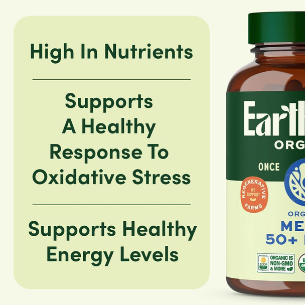 Earthfirst Organic Once Daily Multivitamin For Men 50+ 19 Vitamins From Herbs & Superfoods Supports Prostate Health Energy Levels And Strong Bones 60 Count