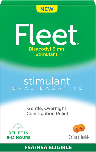 Fleet Laxative Oral Laxative Stimulant Overnight Constipation Relief Laxative Tablets 25 Count