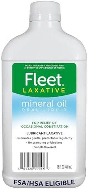 Fleet Mineral Oil Oral Liquid Laxative Constipation Relief For Adults Vanilla Flavored 16 Fl Oz