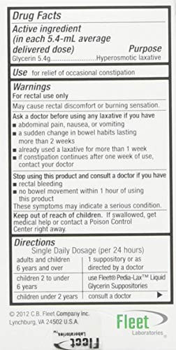 Fleet Liquid Glycerin Suppositories 4 Each (Pack Of 18)