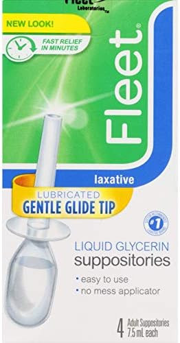 Fleet Liquid Glycerin Suppositories For Adult Constipation 7.5 Ml 4 Bottles (4 Pack)