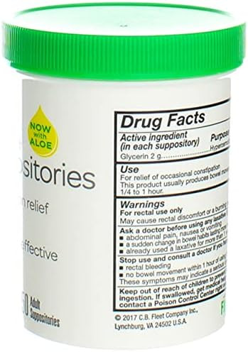 Fleet Laxative Glycerin Suppositories For Adult Constipation 50 Count (2 Pack)