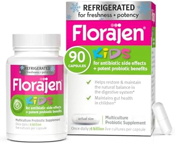Florajen Kids Probiotic 6 Billion Cfus Refrigerated Probiotics For Kids Multi Culture Probiotic Supplement Relieves Occasional Gas Bloating & Constipation Supports Gut Health 30 Ct (3 Pack) Florajen Kids Probiotic 6 Billion Cfus Refrigerated Probiotics For Kids Multi Culture Probiotic Supplement Relieves Occasional Gas Bloating & Constipation Supports Gut Health 30 Ct (3 Pack)