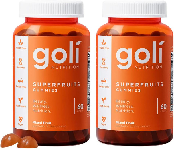 Goli Nutritional Supplement Superfruits Beauty Gummy Vitamin - 120 Count - Collagen-Promoting Ingredients - Mixed Fruit Vegan Plant-Based Non-Gmo Gluten & Gelatin