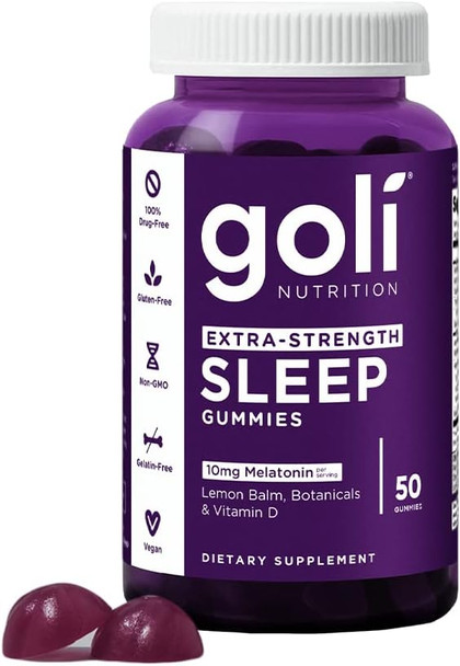 Goli Nutritional Supplement Extra Strength Sleep Gummy 10Mg Melatonin - 1 Pack 50 Count - Gluten- Vegan Non-Gmo And Gelatin-
