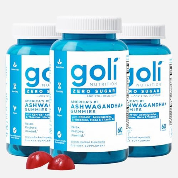 Goli Zero Sugar Ashwagandha & Vitamin D Maca L-Theanine Gummies No Artificial Sweeteners No Sugar Alcohols. Mixed Berry Ksm-66 Vegan Plant Based Non-Gmo Gluten- & Gelatin . (3) Goli Zero Sugar Ashwagandha & Vitamin D Maca L-Theanine Gummies No Artificial Sweeteners No Sugar Alcohols. Mixed Berry Ksm-66 Vegan Plant Based Non-Gmo Gluten- & Gelatin . (3)