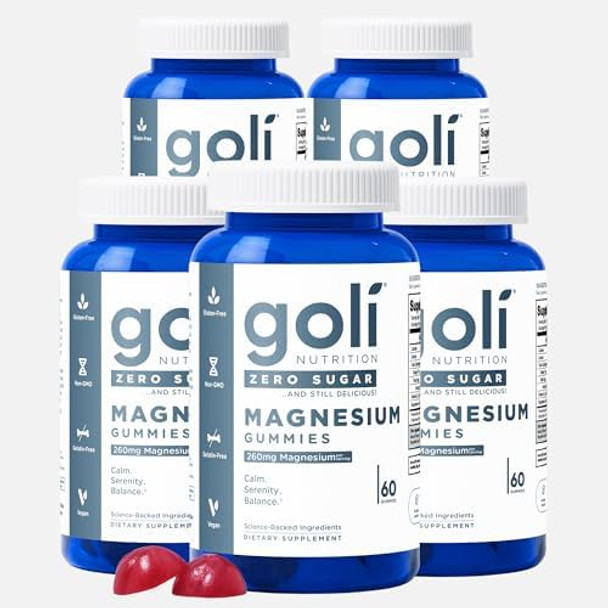 Goli Zero Sugar  Magnesium Gummies - 260Mg Magnesium Vitamin D No Artificial Sweeteners No Sugar Alcohols. Gelatin- Gluten- Vegan & Non-Gmo (5)